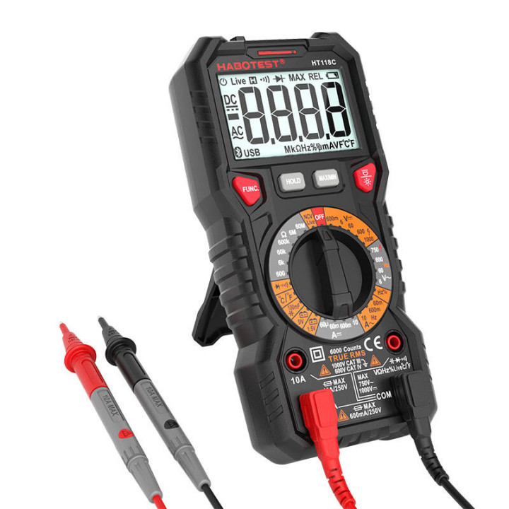 Digital Multimeter with Flashlight Habotest HT118C, True RMS, NCV, bat