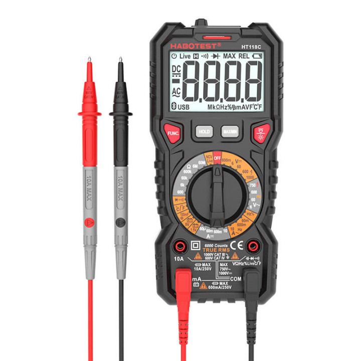 Digital Multimeter with Flashlight Habotest HT118C, True RMS, NCV, bat