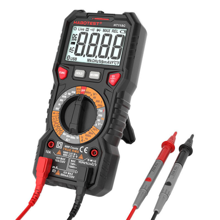 Digital Multimeter with Flashlight Habotest HT118C, True RMS, NCV, bat