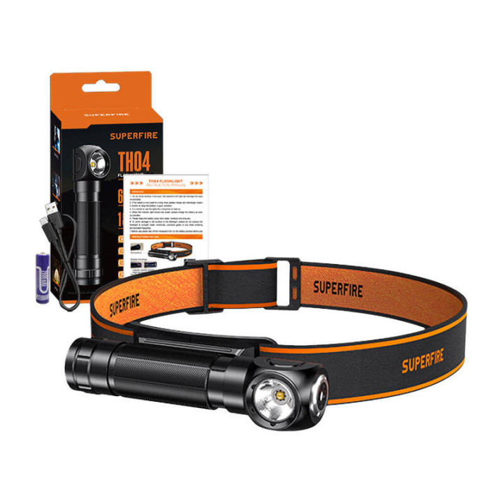 Superfire TH04 2-in-1 headlamp flashlight, 600 lm, USB-C, 5 modes, 150