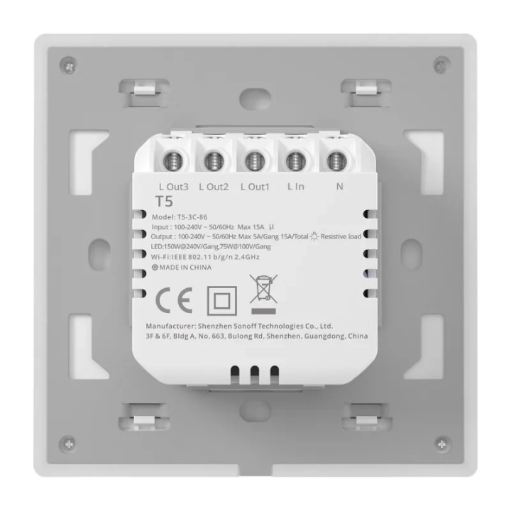 Smart WiFi Touch Wall Switch Sonoff TX T5 4C (4-channel)