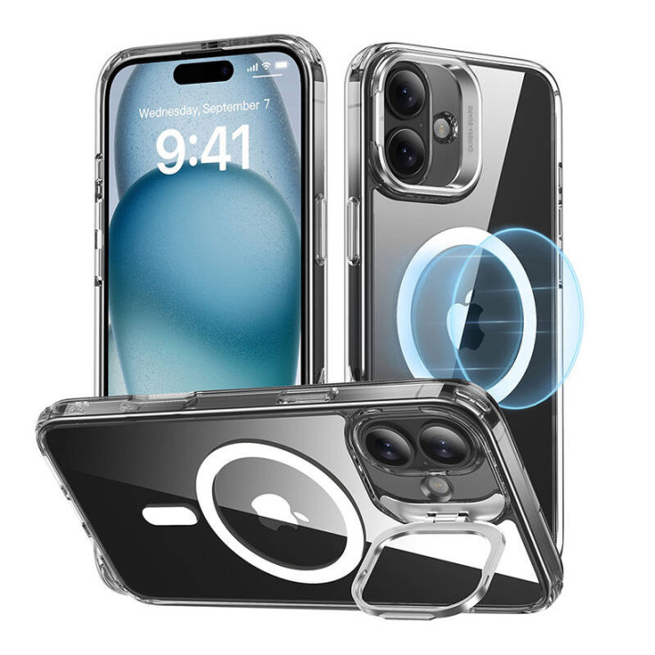 ESR Classic Hybrid (HaloLock) case with stand for iPhone 16 Plus (tran
