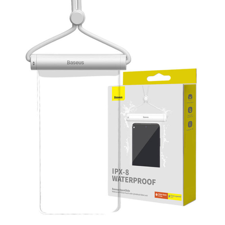 Waterproof phone case Baseus AquaGlide with Cylindrical Slide Lock (wh