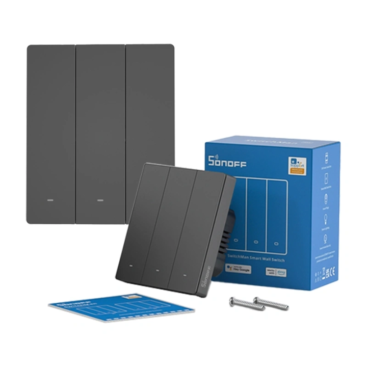 SONOFF M5-3C-80 Smart WiFi Wall Switch (3-channel, flush-mount, graphi