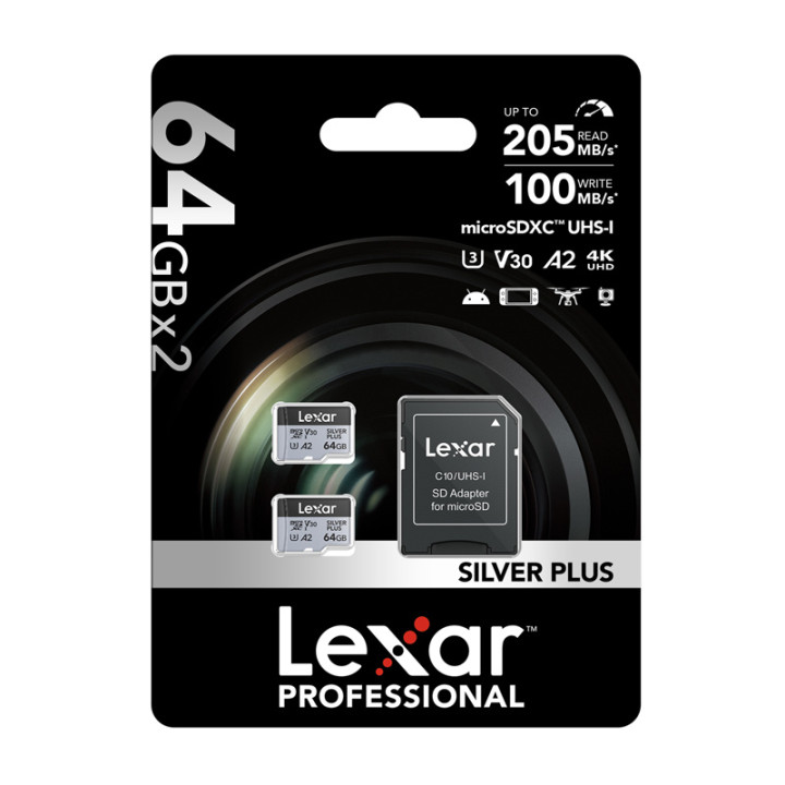 Karta pamięci Lexar High-Performance Silver Plus microSDXC 64GB + adap