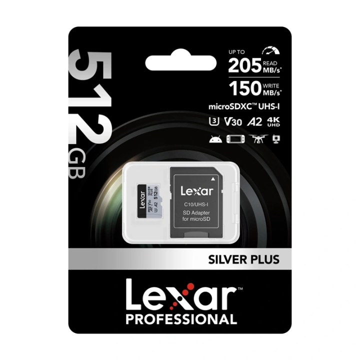 Karta pamięci Lexar High-Performance Silver Plus microSDXC 512GB + ada