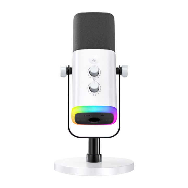 Fifine AM8W dynamic microphone with stand (white)