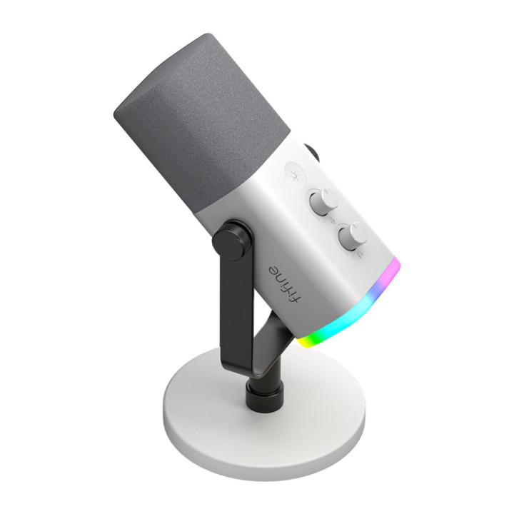 Fifine AM8W dynamic microphone with stand (white)