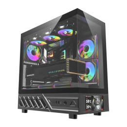 DarkFlash DS950V computer case with display (black) + 6 fans