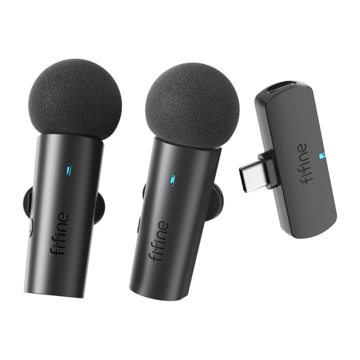 Fifine M8 wireless tie microphone set, 2pcs (black)